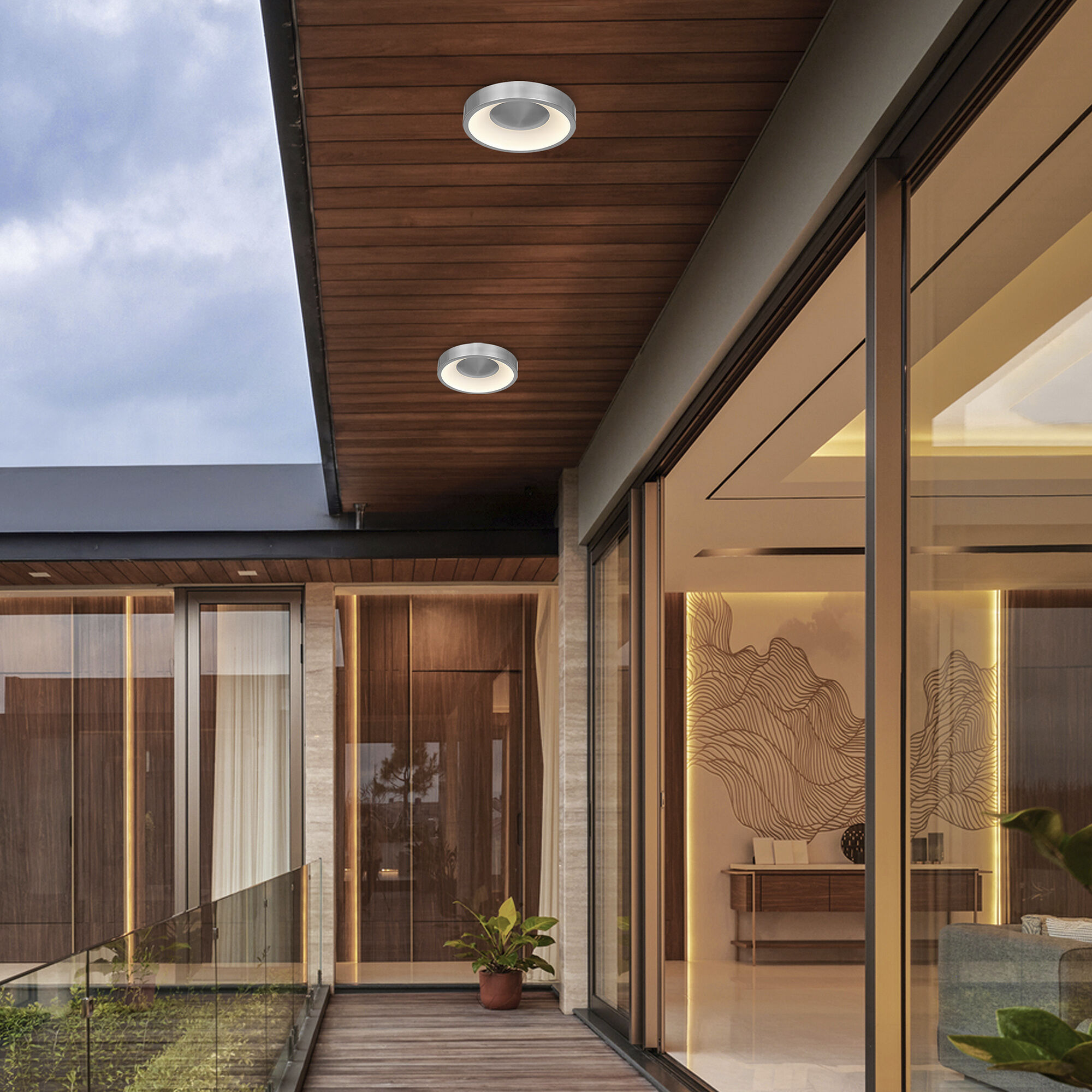 Stellar LED 11 inch Brushed Aluminum Outdoor Flush Mount